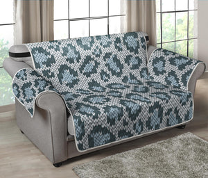 Snow Leopard Knitted Pattern Print Loveseat Protector