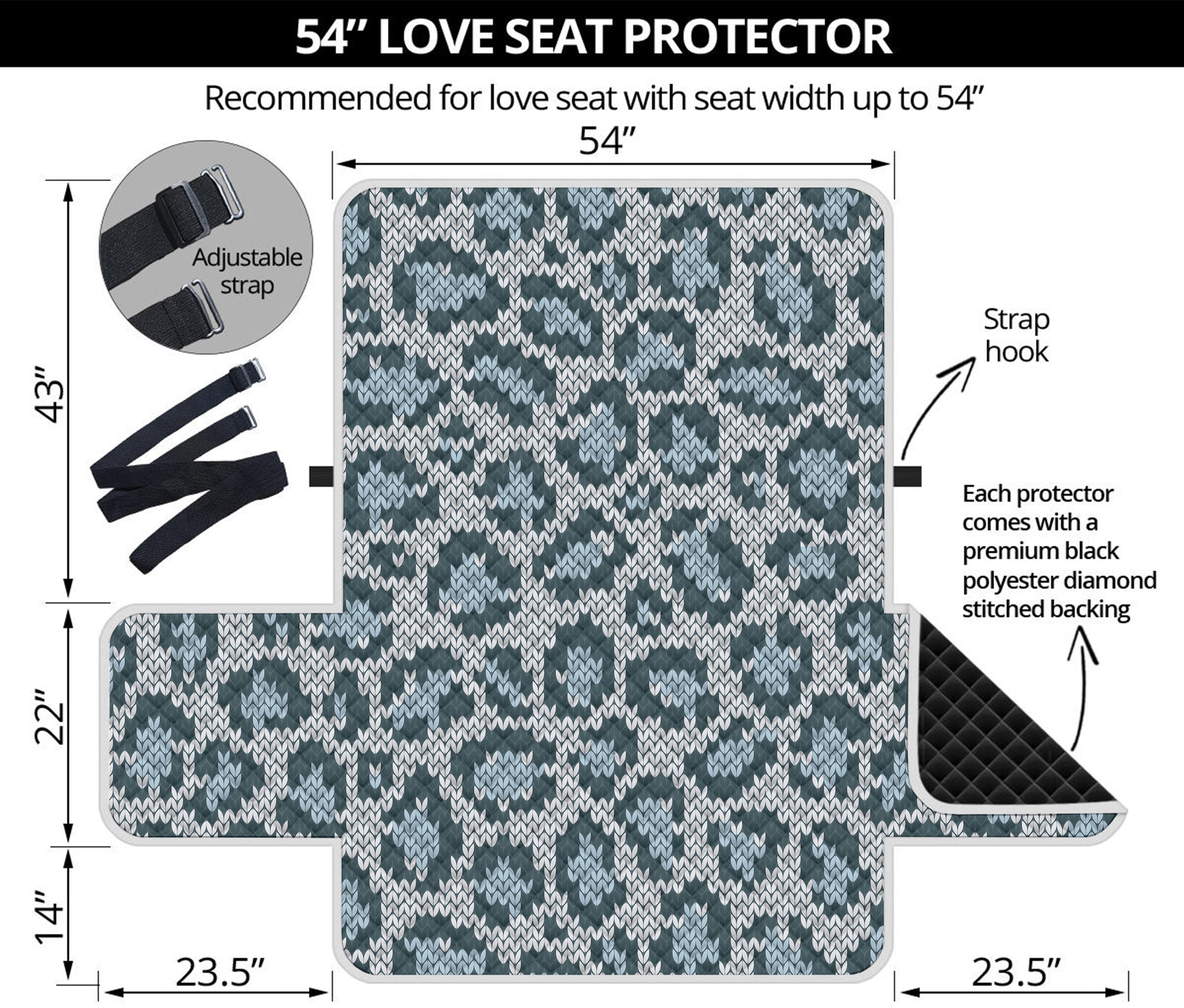 Snow Leopard Knitted Pattern Print Loveseat Protector