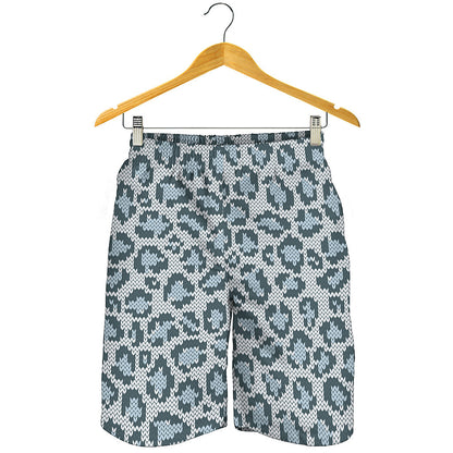 Snow Leopard Knitted Pattern Print Men's Shorts