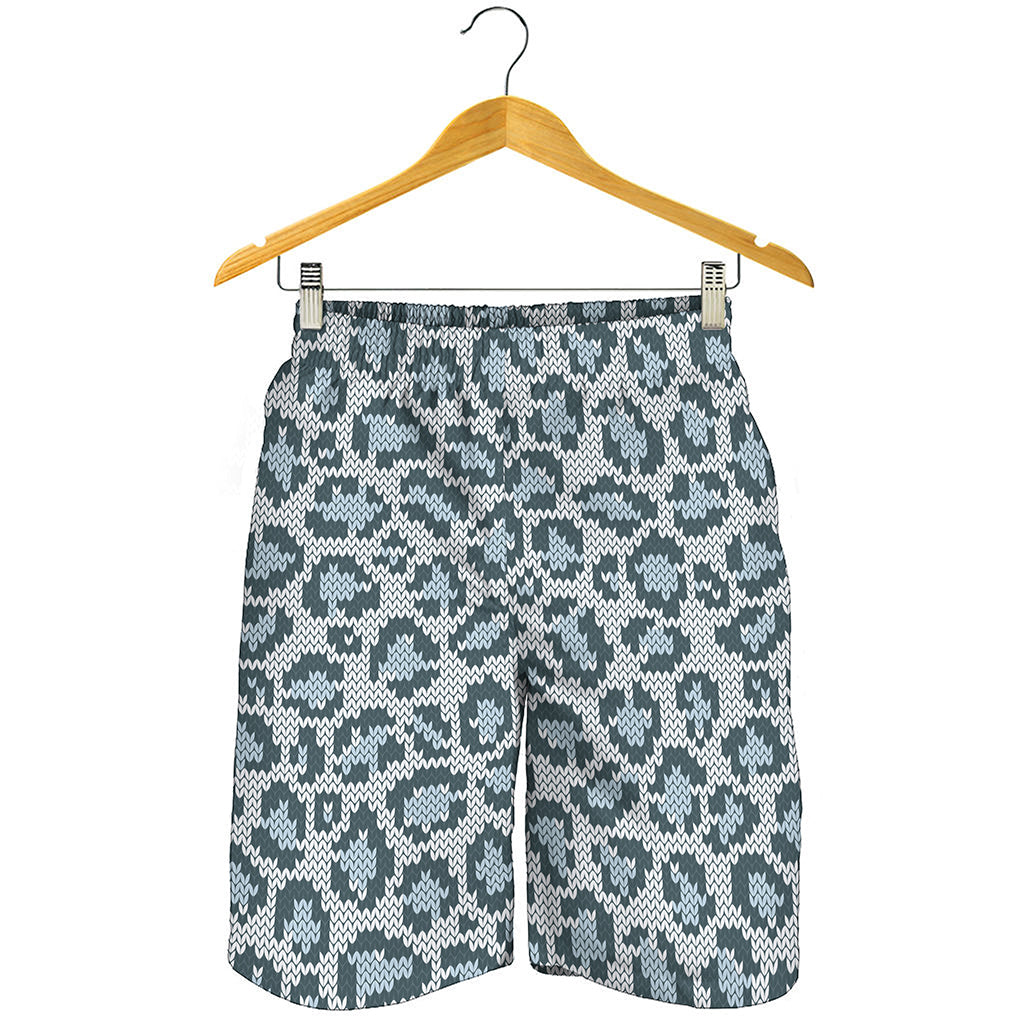 Snow Leopard Knitted Pattern Print Men's Shorts