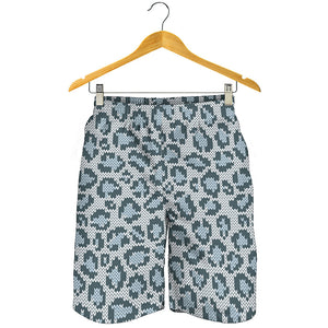 Snow Leopard Knitted Pattern Print Men's Shorts