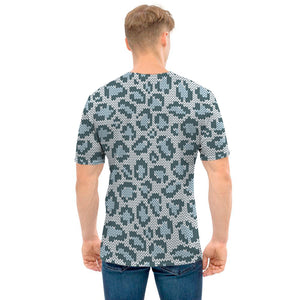 Snow Leopard Knitted Pattern Print Men's T-Shirt