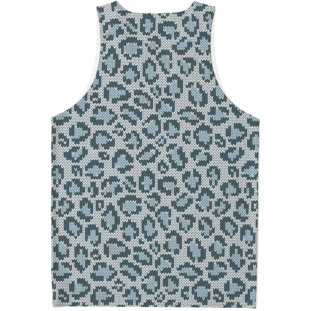 Snow Leopard Knitted Pattern Print Men's Tank Top