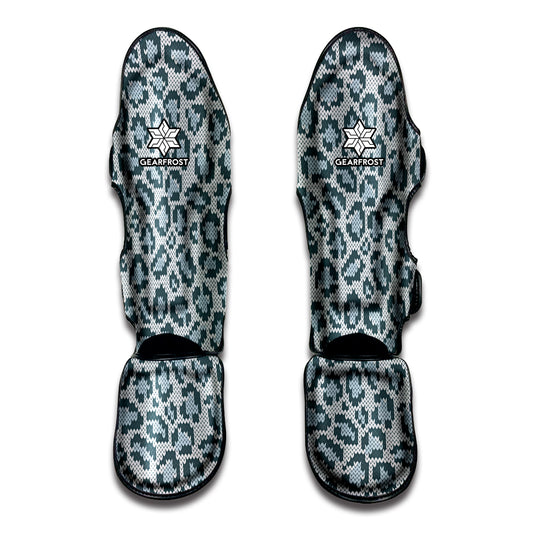 Snow Leopard Knitted Pattern Print Muay Thai Shin Guard