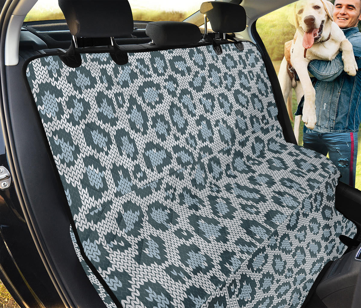 Snow Leopard Knitted Pattern Print Pet Car Back Seat Cover