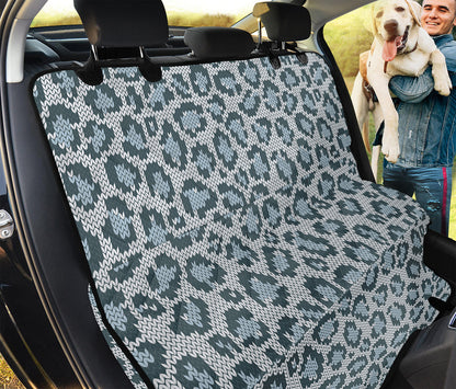 Snow Leopard Knitted Pattern Print Pet Car Back Seat Cover