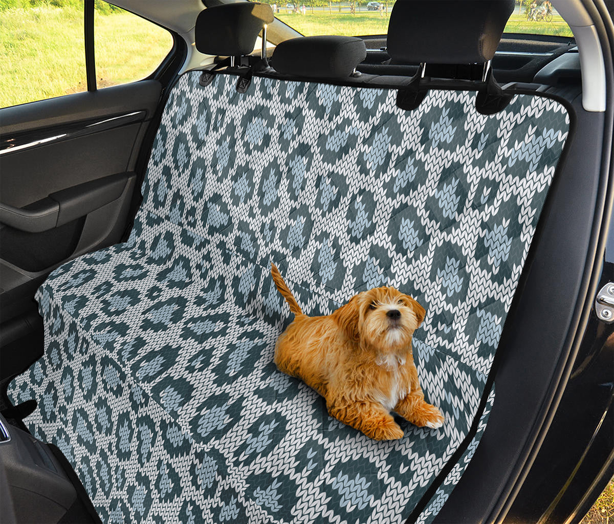 Snow Leopard Knitted Pattern Print Pet Car Back Seat Cover