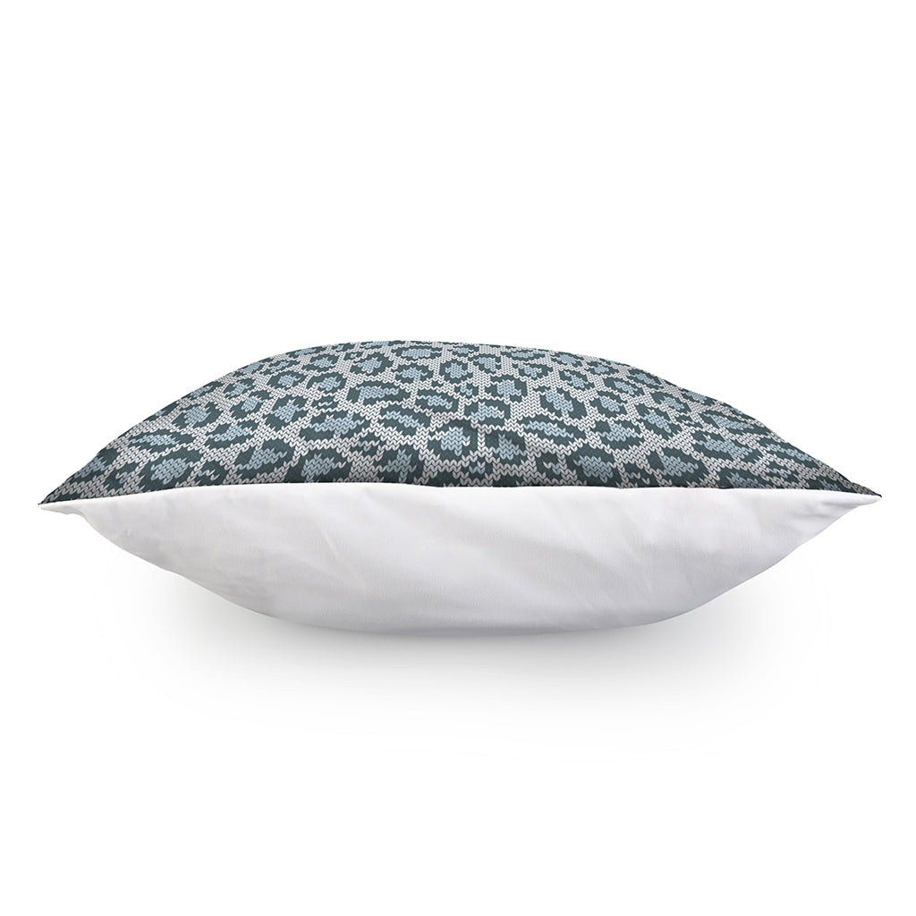 Snow Leopard Knitted Pattern Print Pillow Cover