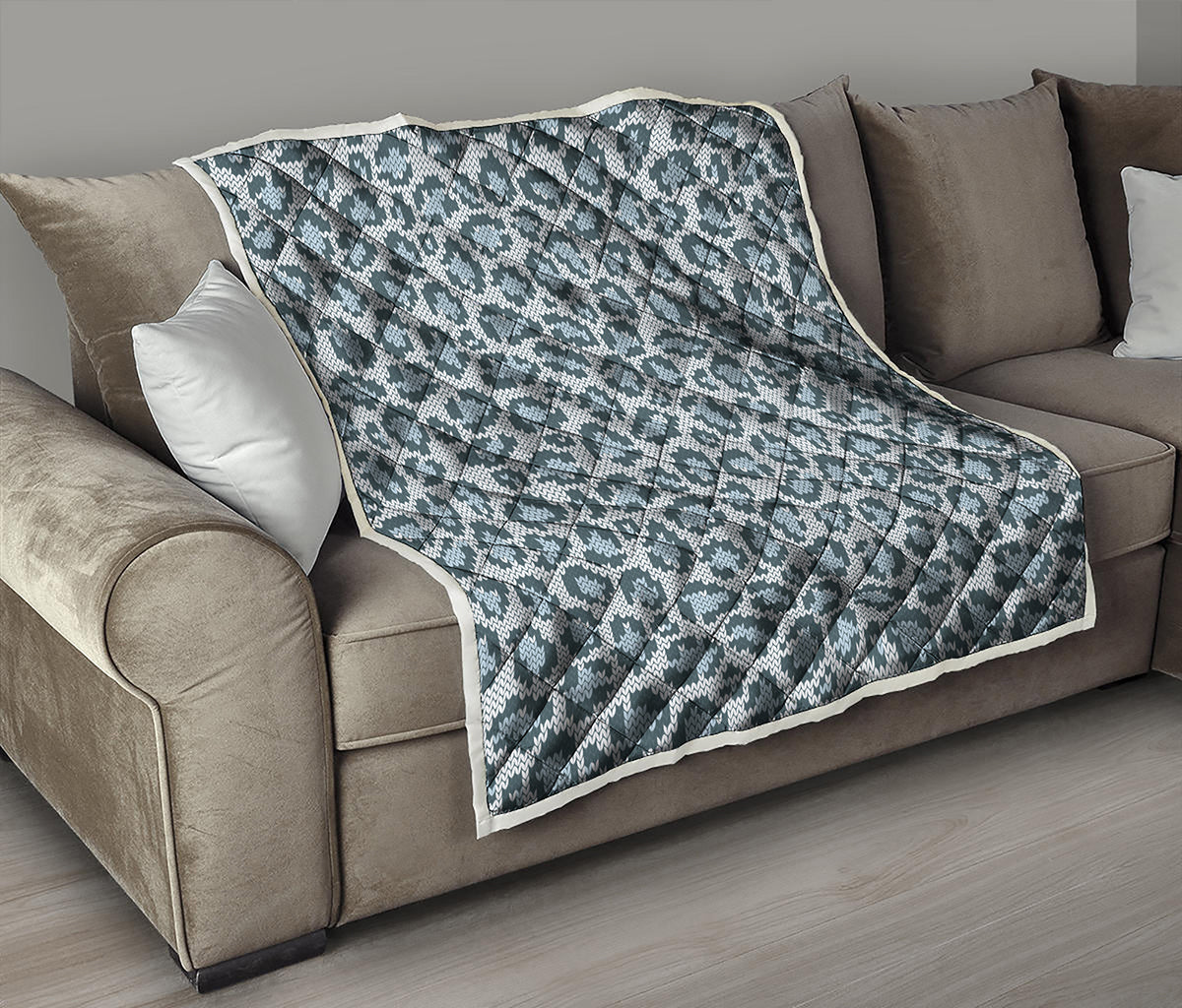 Snow Leopard Knitted Pattern Print Quilt