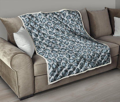 Snow Leopard Knitted Pattern Print Quilt
