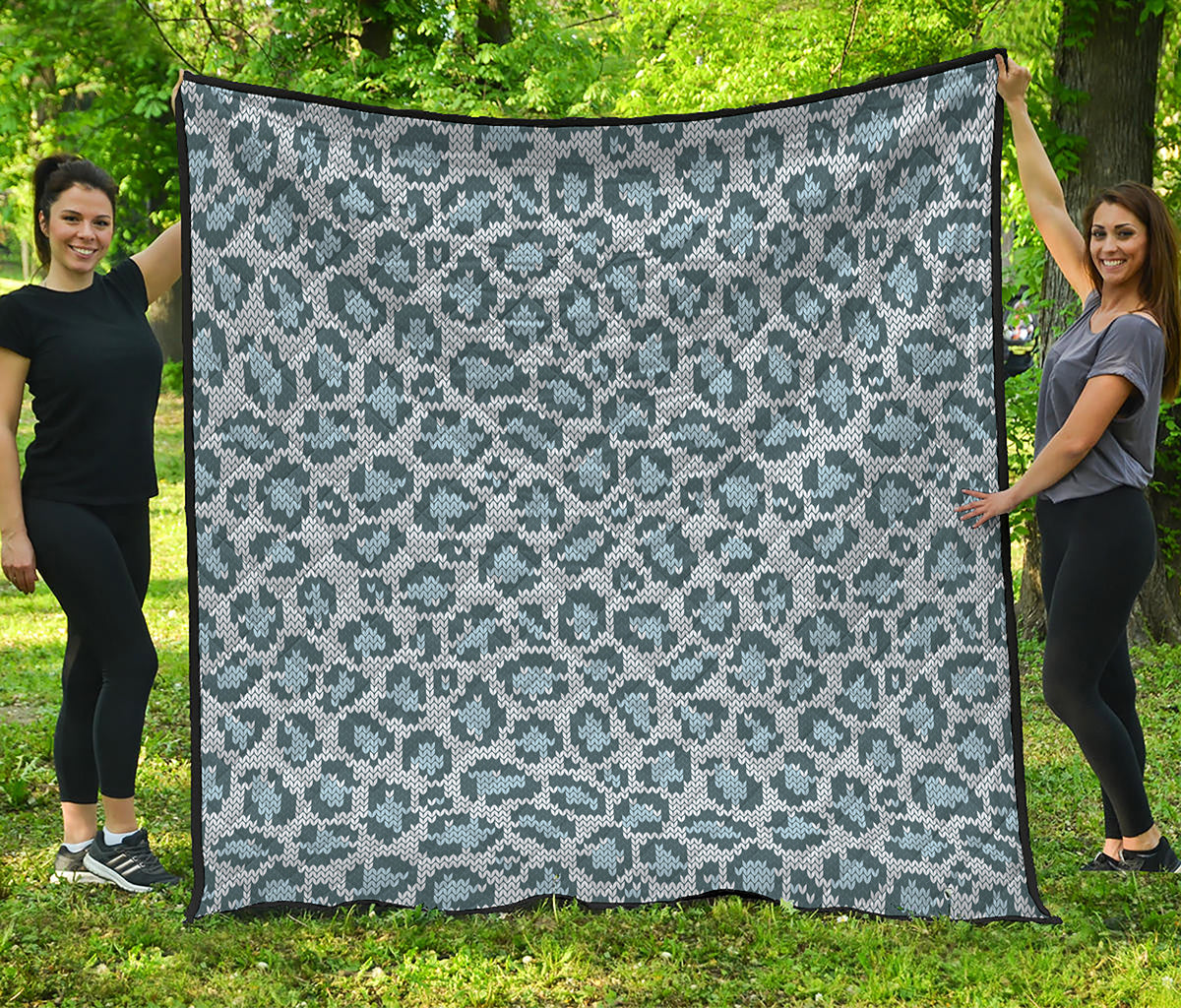 Snow Leopard Knitted Pattern Print Quilt