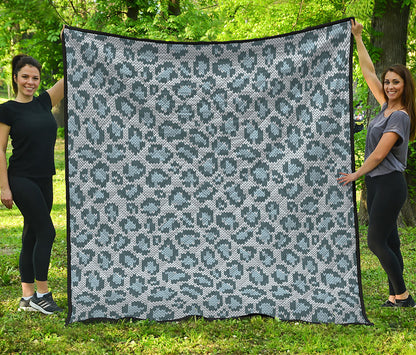 Snow Leopard Knitted Pattern Print Quilt