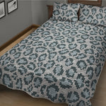Snow Leopard Knitted Pattern Print Quilt Bed Set