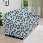 Snow Leopard Knitted Pattern Print Sofa Cover