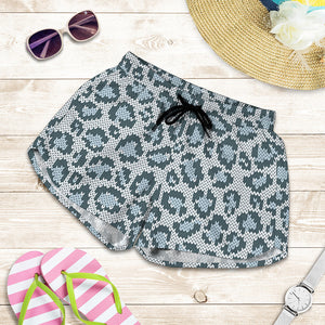 Snow Leopard Knitted Pattern Print Women's Shorts