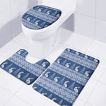 Snow Rabbit Knitted Pattern Print 3 Piece Bath Mat Set