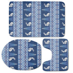 Snow Rabbit Knitted Pattern Print 3 Piece Bath Mat Set