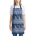 Snow Rabbit Knitted Pattern Print Apron