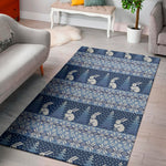 Snow Rabbit Knitted Pattern Print Area Rug