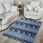 Snow Rabbit Knitted Pattern Print Area Rug