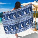 Snow Rabbit Knitted Pattern Print Beach Sarong Wrap