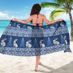 Snow Rabbit Knitted Pattern Print Beach Sarong Wrap
