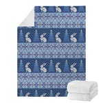 Snow Rabbit Knitted Pattern Print Blanket