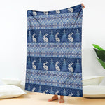 Snow Rabbit Knitted Pattern Print Blanket
