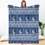 Snow Rabbit Knitted Pattern Print Blanket