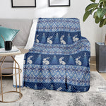 Snow Rabbit Knitted Pattern Print Blanket