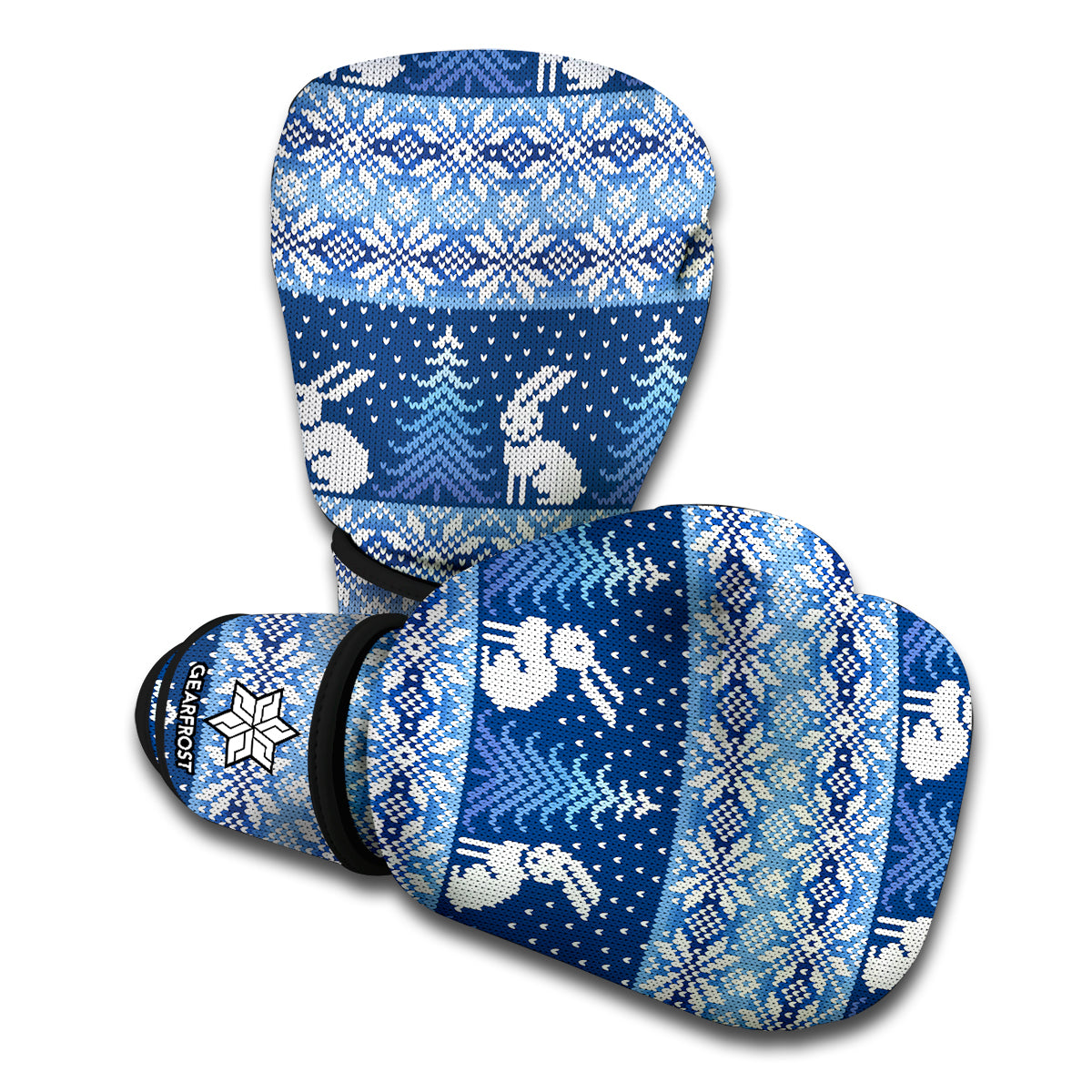 Snow Rabbit Knitted Pattern Print Boxing Gloves