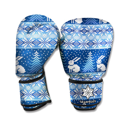 Snow Rabbit Knitted Pattern Print Boxing Gloves