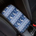 Snow Rabbit Knitted Pattern Print Car Center Console Cover