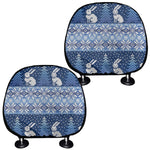 Snow Rabbit Knitted Pattern Print Car Headrest Covers