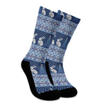 Snow Rabbit Knitted Pattern Print Crew Socks
