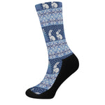 Snow Rabbit Knitted Pattern Print Crew Socks