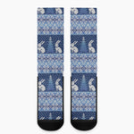 Snow Rabbit Knitted Pattern Print Crew Socks