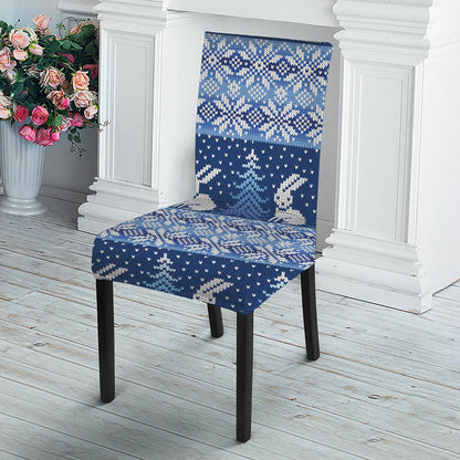 Snow Rabbit Knitted Pattern Print Dining Chair Slipcover