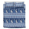 Snow Rabbit Knitted Pattern Print Duvet Cover Bedding Set