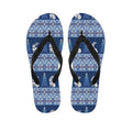 Snow Rabbit Knitted Pattern Print Flip Flops