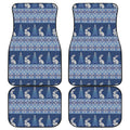 Snow Rabbit Knitted Pattern Print Front and Back Car Floor Mats