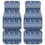 Snow Rabbit Knitted Pattern Print Front and Back Car Floor Mats