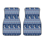 Snow Rabbit Knitted Pattern Print Front Car Floor Mats