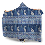Snow Rabbit Knitted Pattern Print Hooded Blanket