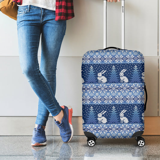 Snow Rabbit Knitted Pattern Print Luggage Cover
