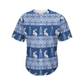 Snow Rabbit Knitted Pattern Print Men's Baseball Jersey