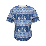 Snow Rabbit Knitted Pattern Print Men's Baseball Jersey