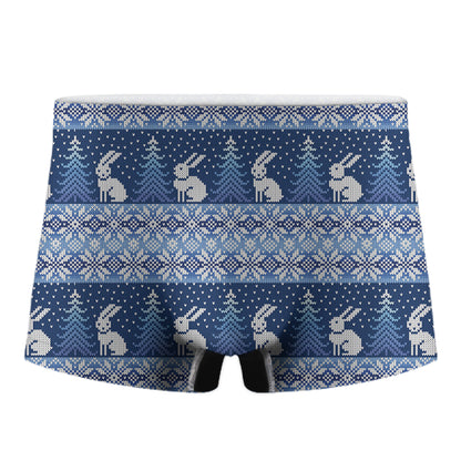 Snow Rabbit Knitted Pattern Print Men's Boxer Briefs