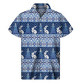 Snow Rabbit Knitted Pattern Print Men's Short Sleeve Shirt