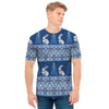 Snow Rabbit Knitted Pattern Print Men's T-Shirt